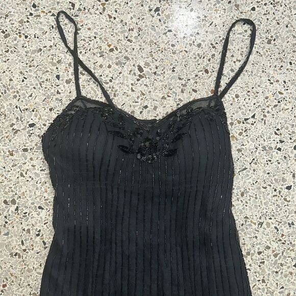 Lillie Rubin silk black beaded gown dress maxi dress 6 - Picture 3 of 10